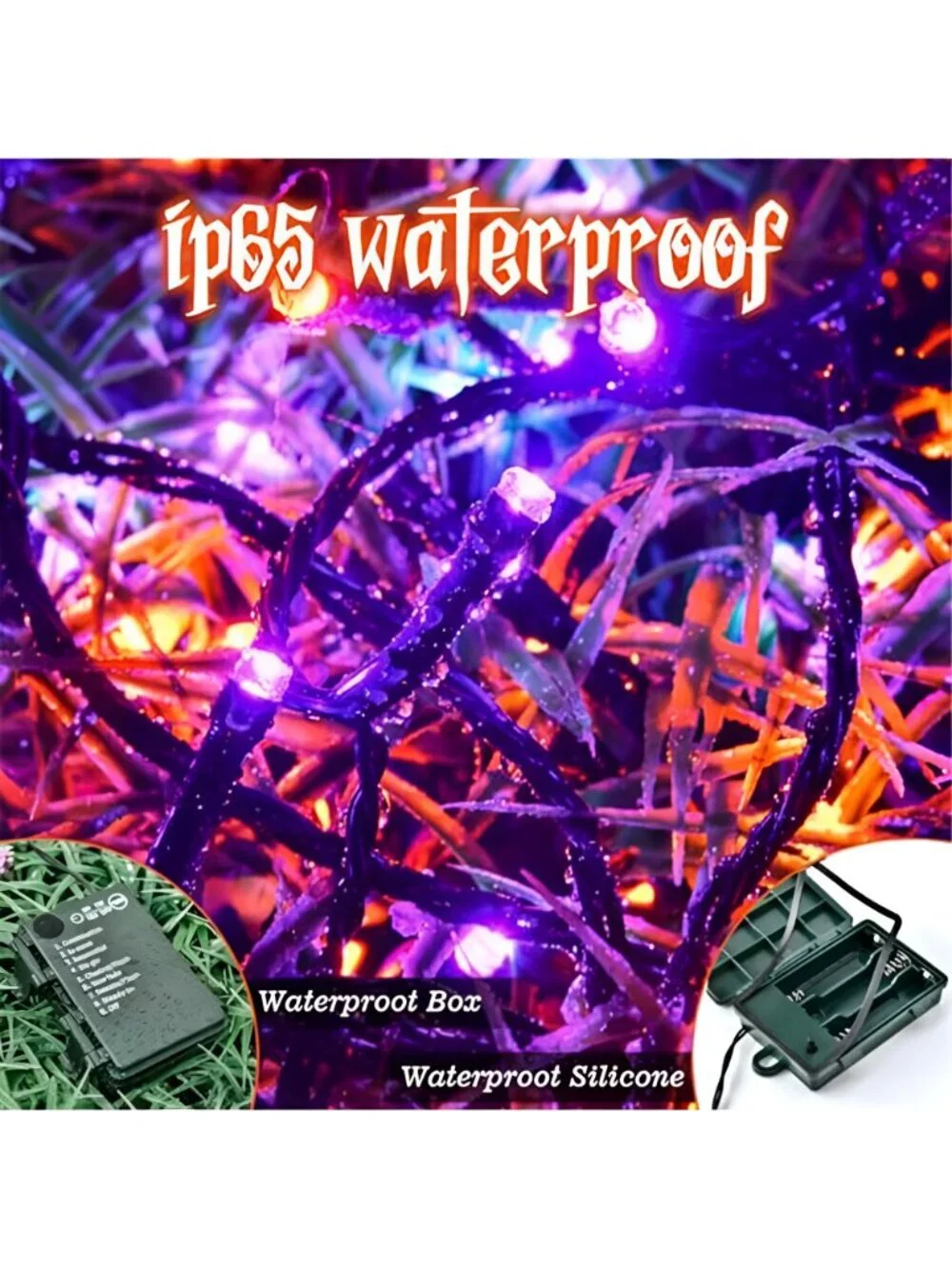 Halloween Lights String Total 100LED Battery Operated Outdoor 8 Modes with